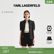 karllagerfeld卡尔拉格，斐黑色泡泡袖，衬衫外套简约短袖老佛爷