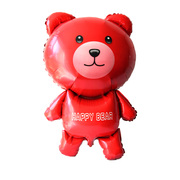 儿童卡通周岁生日汽球，快乐装饰品场景布置红色，轻松熊铝膜气球大号