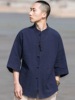日系亚麻衬衫男女春秋季中国风唐装七分袖，中式棉麻休闲薄款衬衫
