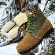 冬季羊毛棉靴男老式大头鞋，翻毛皮劳保鞋，东北加厚皮毛一体雪地靴男