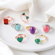天然水晶宝石戒指女时尚，个性s925纯银戒指活口戒指