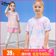 迪士尼女童短袖T恤2024夏装女孩速干半袖t桖中大童装上衣