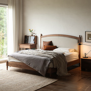 老木匠家具北美黑胡桃木，实木软包床现代简约樱桃木原木卧室大床