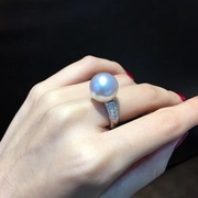 2023珍珠戒指正圆大颗粒，白色珍珠戒指镀18k金女款风活口戒