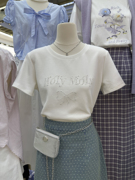十三行夏季韩版宽松圆领烫珍珠减龄显瘦通勤休闲百搭短袖T恤