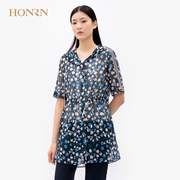 HONRN/红人夏季女装短袖连帽雪纺外套商场同款HE22OS249