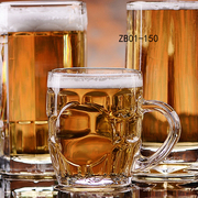 青苹果玻璃杯家用杯子加厚带把水杯套装扎啤杯客厅手柄啤酒杯
