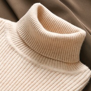 秋冬羊绒衫女高领翻领，羊毛衣套头修身纯色打底短款针织
