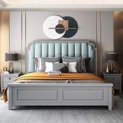 轻奢美式实木床1.8m双人床主卧白色现代简约1.5米全实木欧式婚床