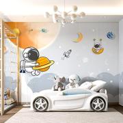 太空飞船儿童房壁纸男孩女孩卧室卡通墙布宇航员星球墙纸壁画壁布