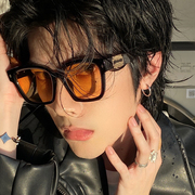超酷个性黑框茶色墨镜，男潮方形小众潮牌片街拍防紫外线太阳眼镜
