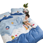 男孩卡通三件套纯棉，四件套床单男童房间，被套1.5米1.2儿童床上用品