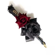 黑色蕾丝洛丽塔搞死哥特风lolita扇子玫瑰折扇