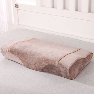 冬季保暖天鹅绒枕套蝶形记忆弓形枕头套60x33单个枕套一对装家用
