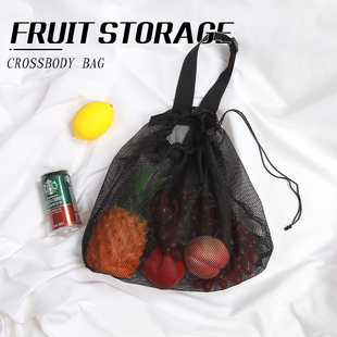 外单大容量网袋收纳袋篮球包镂空束口袋单肩包环保购物袋蔬果袋