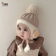 宝宝帽子秋冬季毛线帽护耳婴儿女可爱保暖针织帽加厚男宝帽子冬天