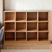 简易书架置物架落地储物格子，柜客厅实木色小书本，收纳阅读架矮书柜