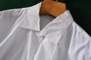 日单复古彼得潘领白色棉质长袖衬衫宽松版