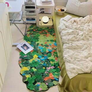 卧室地毯长条床前床边毯子儿童，房间地垫森林花朵异形飘窗垫可机洗