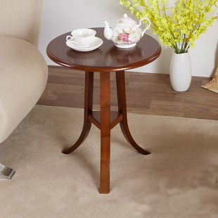 洛纳威派美式实木小圆桌圆形茶几简约小户型边几角几小茶几现代经