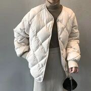 菱格棉服女冬季2023年面包服羽绒棉无领棉袄短款棉衣外套