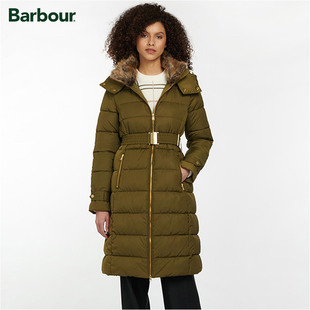 barbourrosefield女士秋冬休闲保暖中长款格纹绗缝夹克外套