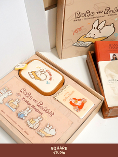 平方StudioRara茑屋联名可爱兔兔子贴纸印章笔记本收纳包礼盒