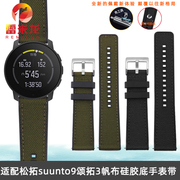 适配颂拓智能手表腕带suunto9peak松拓9baro颂拓3风度斯巴达山雄元素，本源户外运动帆布硅胶手表带尼龙男