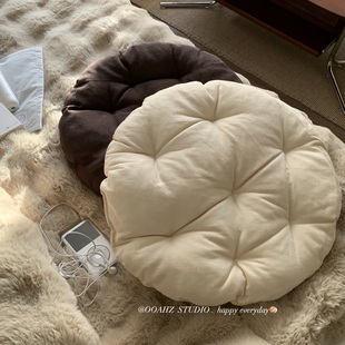丹麦饼干~亚麻圆形蒲团坐垫 加厚抱靠枕榻榻米打坐飘窗瑜伽地板垫