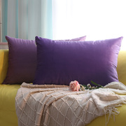 长方形纯色抱枕紫色系靠垫沙发靠背天鹅绒靠枕床头绒布靠枕套含芯
