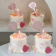 2024母亲节快乐妈妈生日亚克力，玫瑰蝴蝶蜡烛蛋糕，装饰插牌烘焙插件