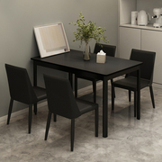 黑色岩板餐桌椅组合轻奢现代简约小户型极简家用网红长方形吃饭桌