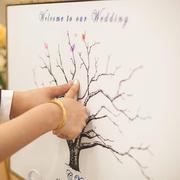 毕业手印创意指纹树签到定制公司乔迁聚会婚礼签名手印树相框纪念