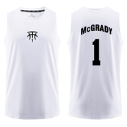 麦迪1号篮球服背心坎肩上衣跑步健身训练服运动衫宽松无袖T恤 白