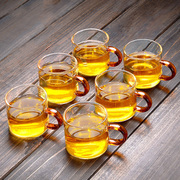 小玻璃杯功夫茶杯玻璃小茶杯6只装带把品茗杯工夫小杯子小号透明