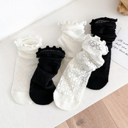 白色蕾丝袜子女jk堆堆袜，夏季薄款中筒袜，日系夏天木耳花边网红棉质