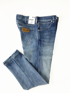 潮男牛仔裤美国wrangler威格，w压线皮标直筒夏季薄款男长裤