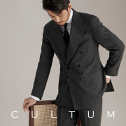 cultum精纺羊毛那不勒斯双排，扣西服套装男商务，绅士戗驳领西装正装