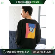 日本直邮nano・universe男士Eiji联名款黑色印花长袖T恤 个性艺术