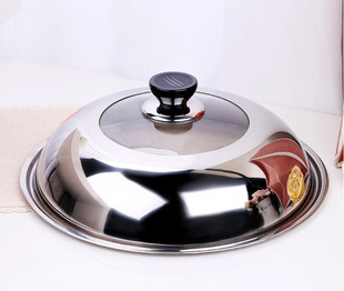 不锈钢锅盖可视加厚加高炒锅蒸锅锅盖家用平底锅煎锅盖子24-40cm