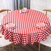 2024新年格子大圆桌桌布，防水防油防烫免洗圆形，红色pvc餐桌布台布
