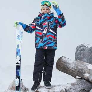 儿童滑雪服套装男女童，童冬加厚防水冲锋衣东北雪乡滑雪装备