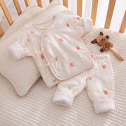 新生婴儿儿衣服，夹棉春秋冬季薄棉衣，两件套装初生宝宝纯棉春装