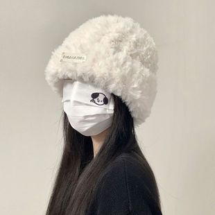 韩版时尚毛绒帽(毛绒帽)女户外防风针织，套头帽日本显脸毛线渔夫帽产妇帽dj