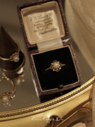 「奥菲斯画廊」法式vintage复古高级感轻奢蕾丝镶钻珍珠开口戒指