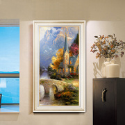 欧式玄关装饰画客厅背景墙挂画田园花卉走廊壁画过道油画美式风景
