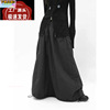 超大裙摆黑色可调节抽绳户外双层风衣裙，长款短款