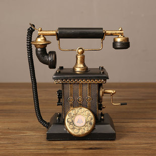 欧式复古老式电话机桌面摆件客厅酒柜办公室家居装饰品拍照小道具
