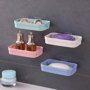 简约吸盘沥水香皂盒肥皂盒，创意免打孔壁挂，皂碟浴室塑料