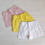 夏季纯原女童梭织棉布糖果色粉色黄色白色短裤儿童蝴蝶结纯棉裤子